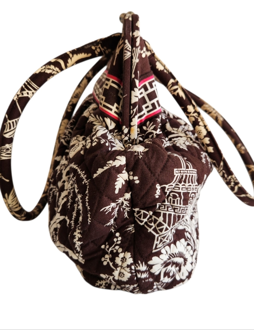 Vintage Y2K  Vera Bradley Morgan Kisslock Shoulder Bag Imperial Toile Brown - Picture 6 of 12